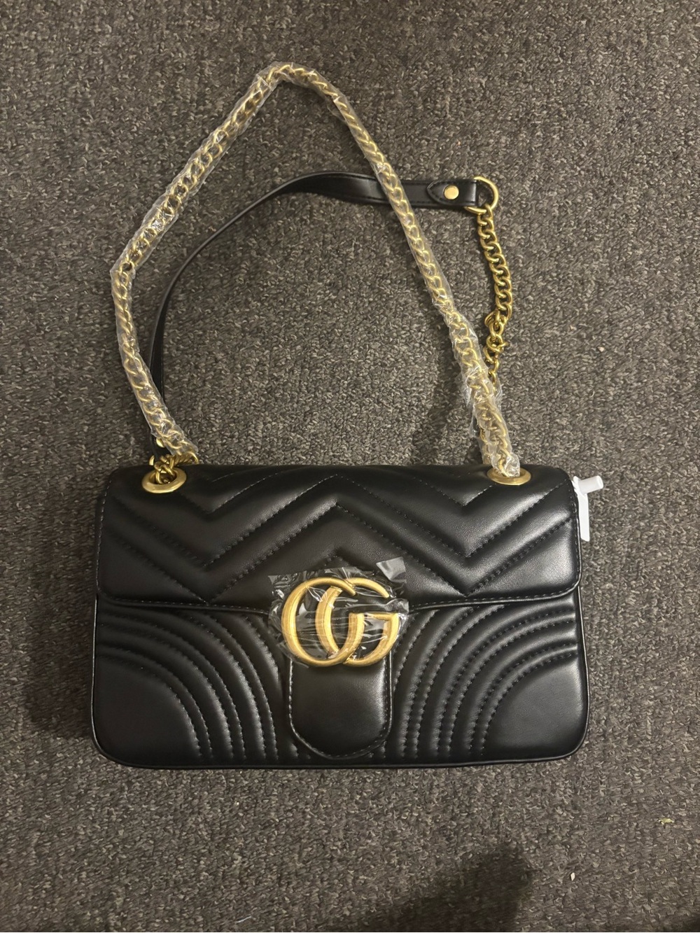 Designer Fashion bag CG Black Mate Vintage Gold Chain Shoulder Bag